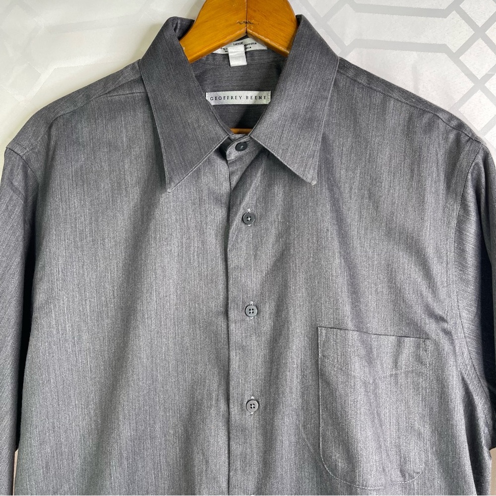 Geoffrey Beene Wrinkle Free Gray Textured Dress Shirt Large 16.5 34/35